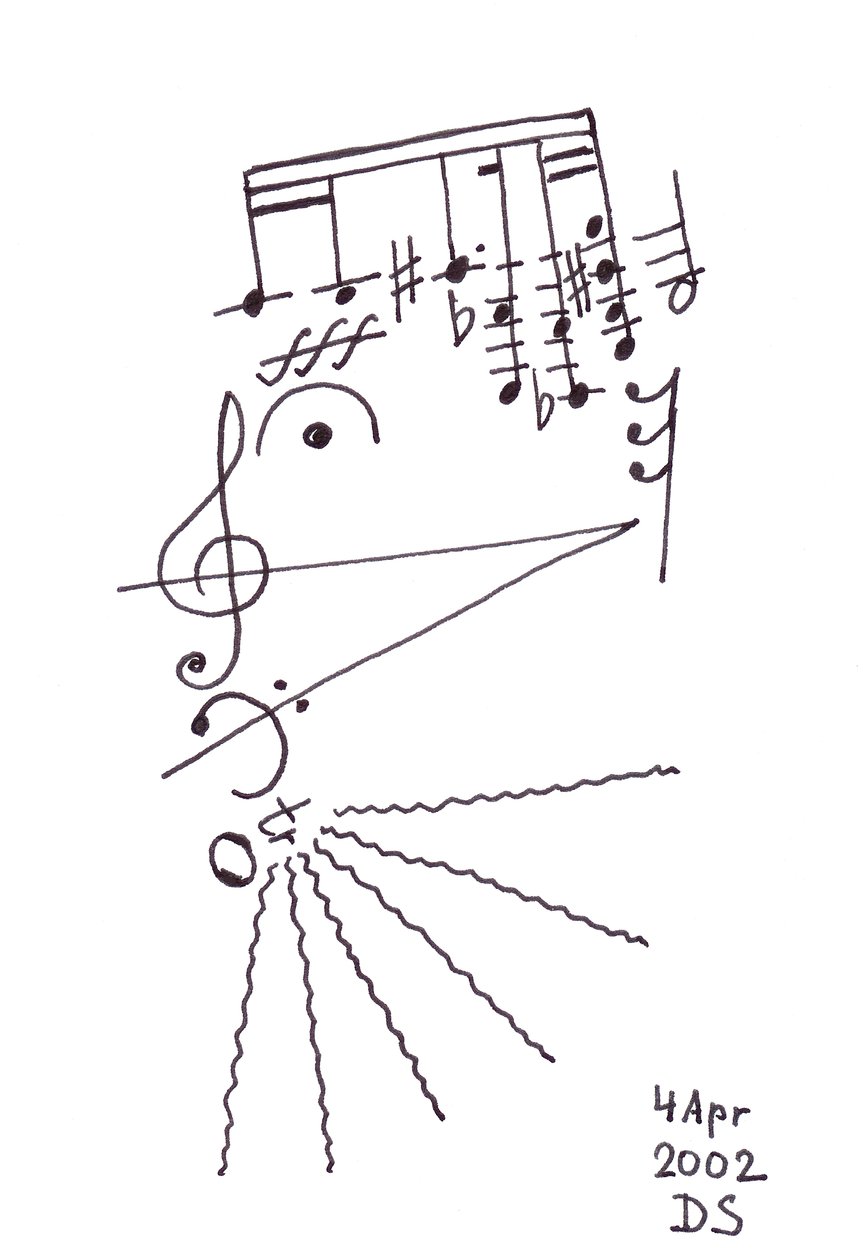 Thrilling Beard" - un volto canterino con barba disegnato utilizzando la notazione musicale. da Dmitri Smirnov