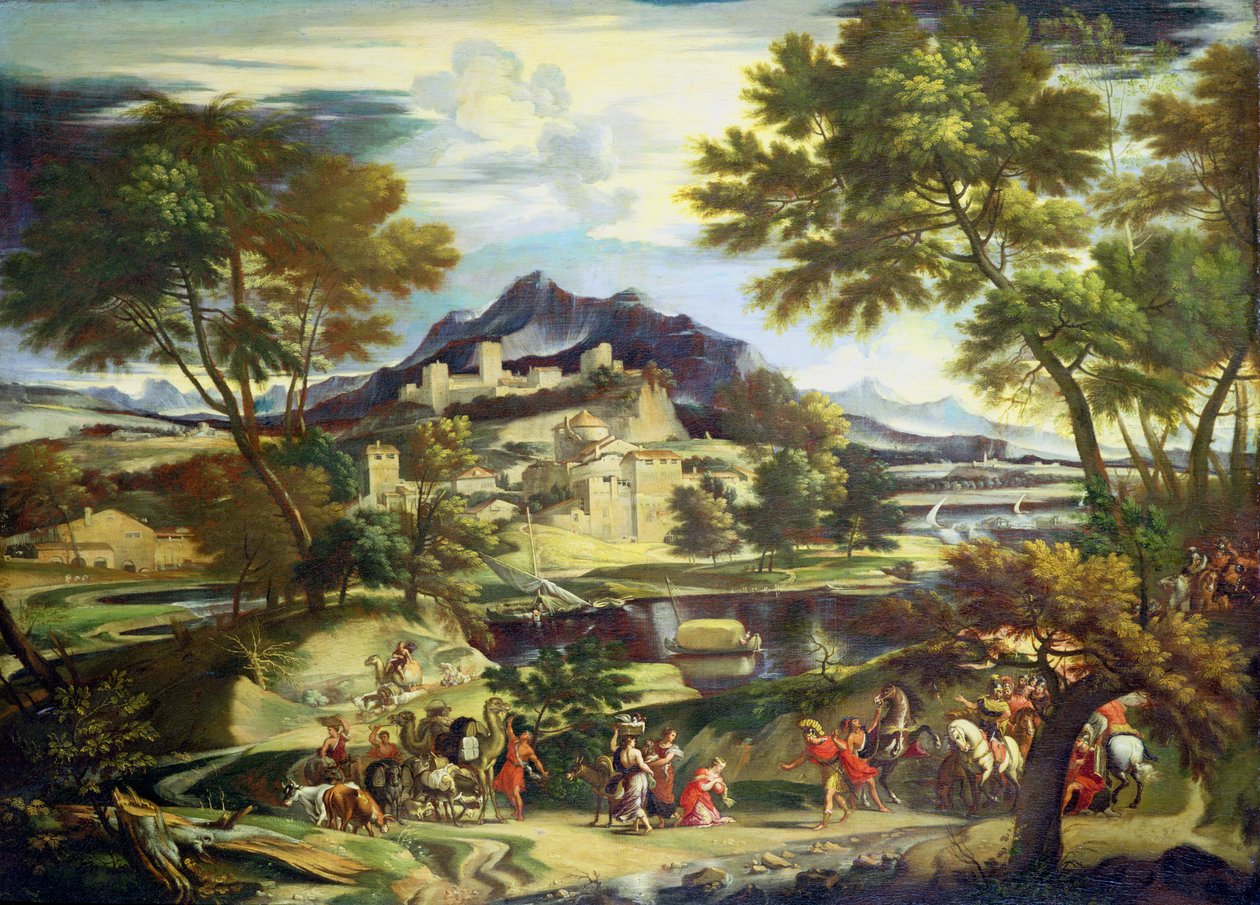 Incontro di Davide e Abigail (olio su tela) da Domenichino (1581-1641) (circle of)