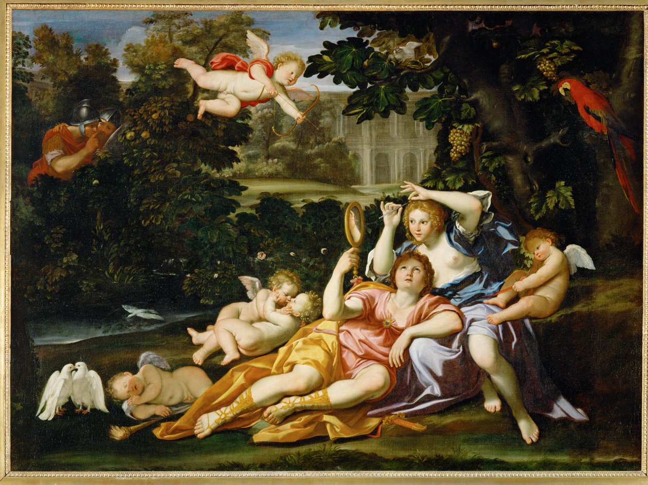 Renaud presenta uno specchio ad Armide - Rinaldo presenta ... da Domenichino (1581 1641)