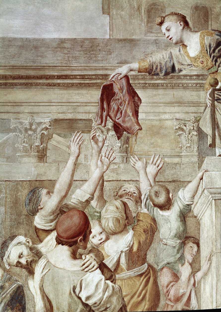 Storia di Santa Cecilia: Elemosina di Santa Cecilia (dettaglio) da Domenichino