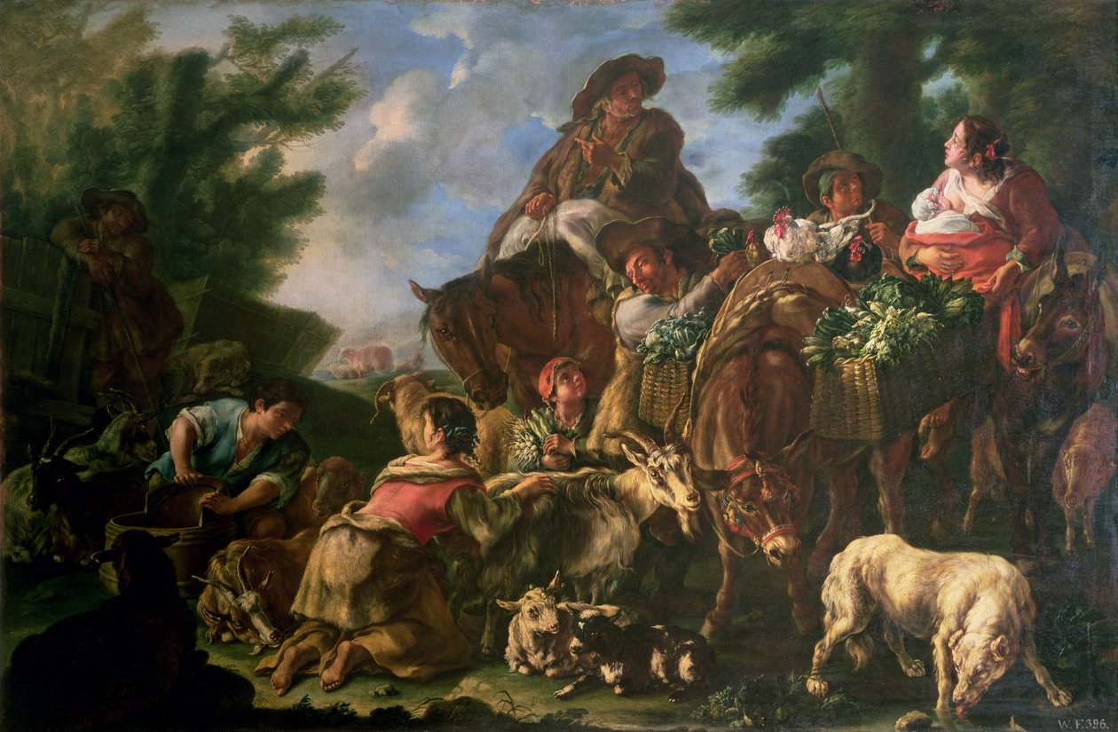 Gruppo di pastori con un cavallo da Domenico Brandi
