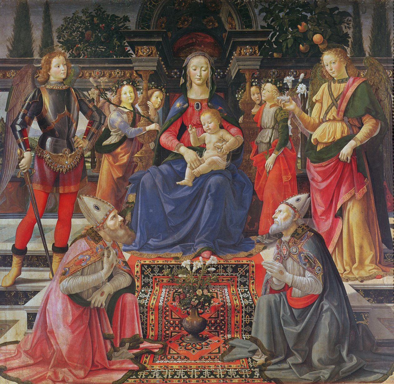 Madonna e Bambino con SS. Giusto, Zenobio e gli Arcangeli Michele e Raffaele, c.1484 da Domenico Ghirlandaio