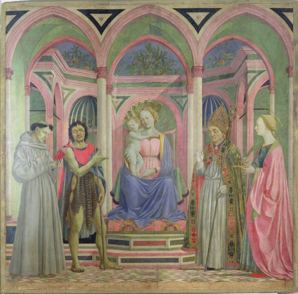 Vergine e Bambino tra Santa Lucia, San Nicola, San Giovanni Battista e San Francesco, c.1445-47 da Domenico Veneziano
