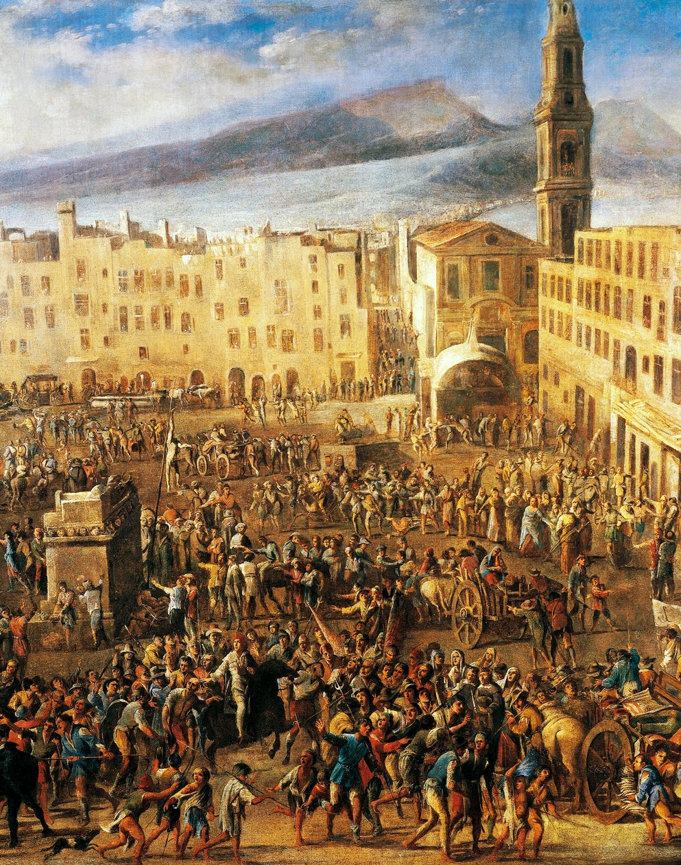 Piazza del Mercato a Napoli, dettaglio dalla Rivolta di Masaniello, di Domenico Gargiulo detto Micco Spadaro da Domenico (1612 75) Gargiulo