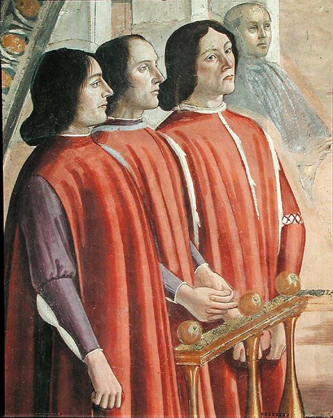 Membri della famiglia Sassetti, da una scena di un ciclo della Vita di San Francesco d