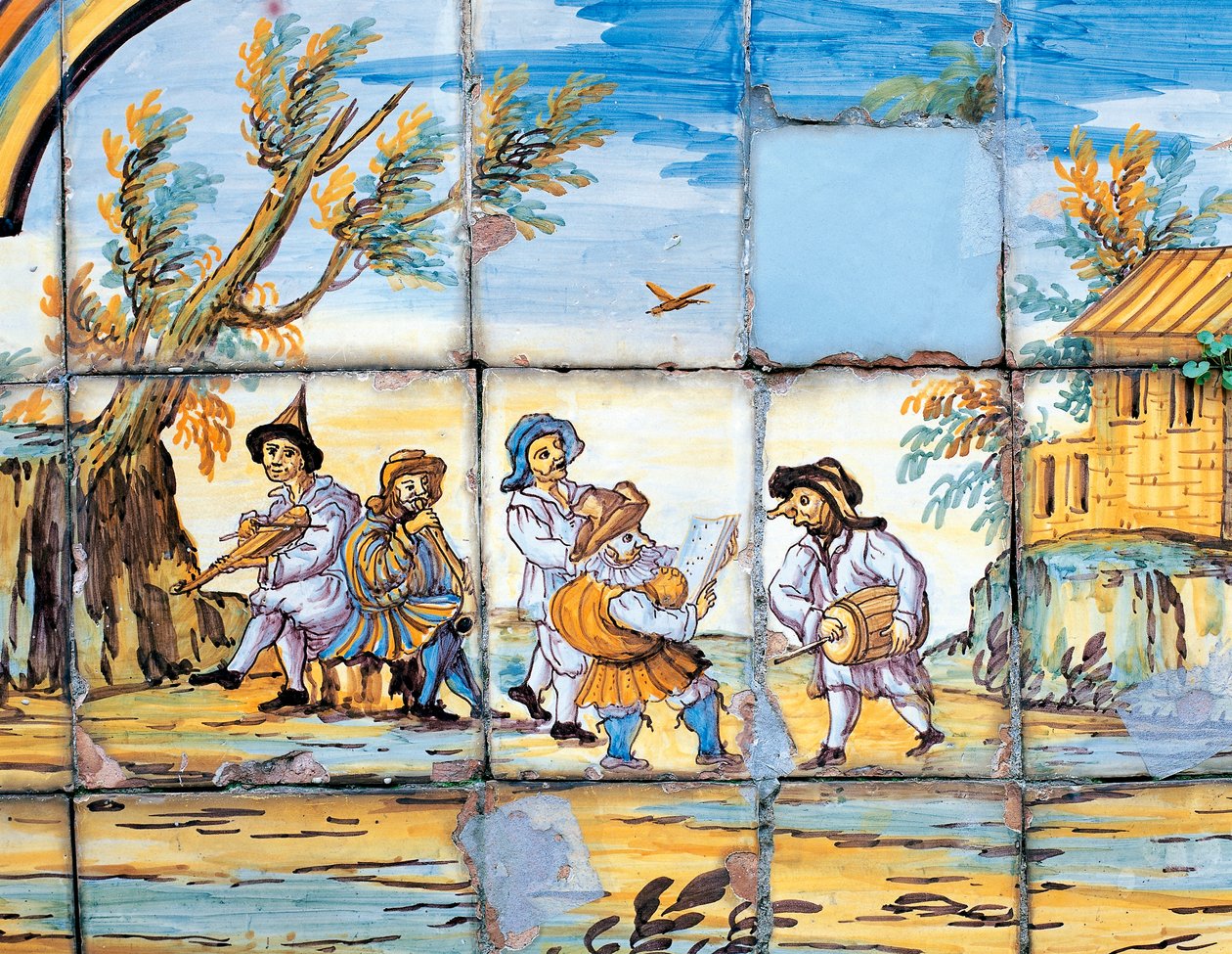 Dettaglio della decorazione in maiolica del Chiostro delle Clarisse da Domenico Antonio Vaccaro