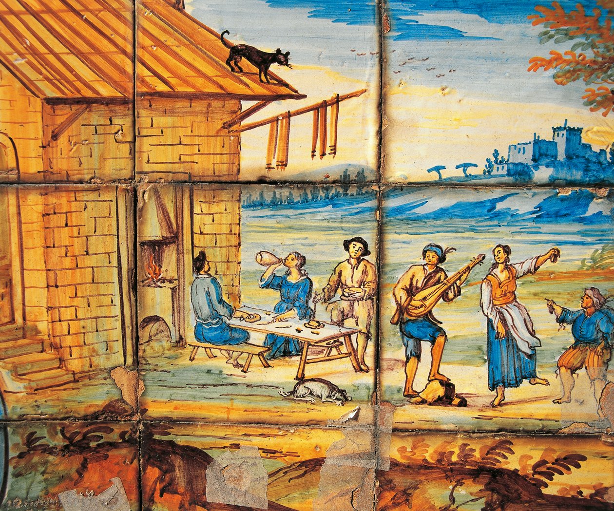 Dettaglio della decorazione in maiolica del Chiostro delle Clarisse da Domenico Antonio Vaccaro