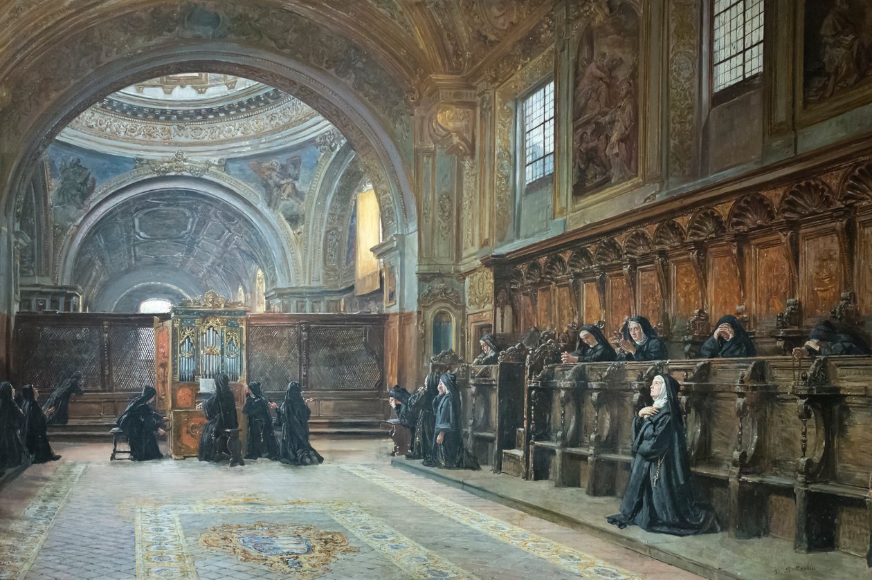 Il coro della chiesa di Santa Maria Donnaregina Nuova, seconda metà del XIX secolo da Domenico Battaglia
