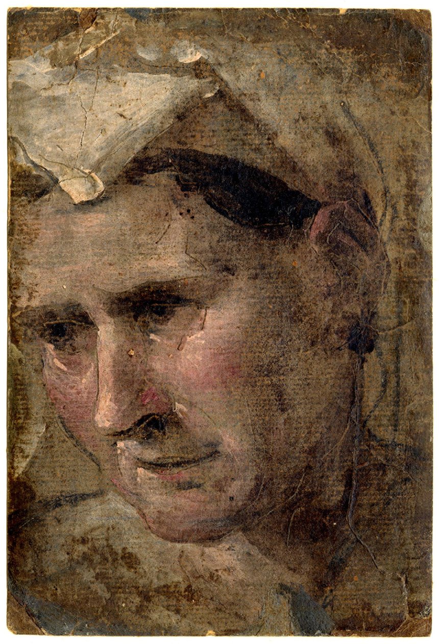 Beccafumi - Testa di vecchia che guarda verso sinistra Olio su carta, 1953,1212.4 da Domenico Beccafumi