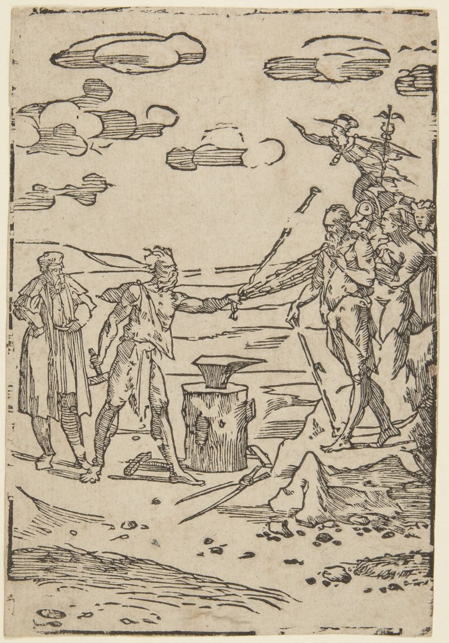 Il fabbro, numero 5 della serie “La pratica dell’alchimia” da Domenico Beccafumi