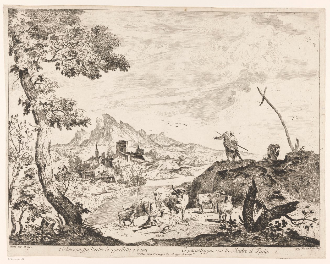 Paesaggio con pastori e bestiame da Domenico Bernardo Zilotti