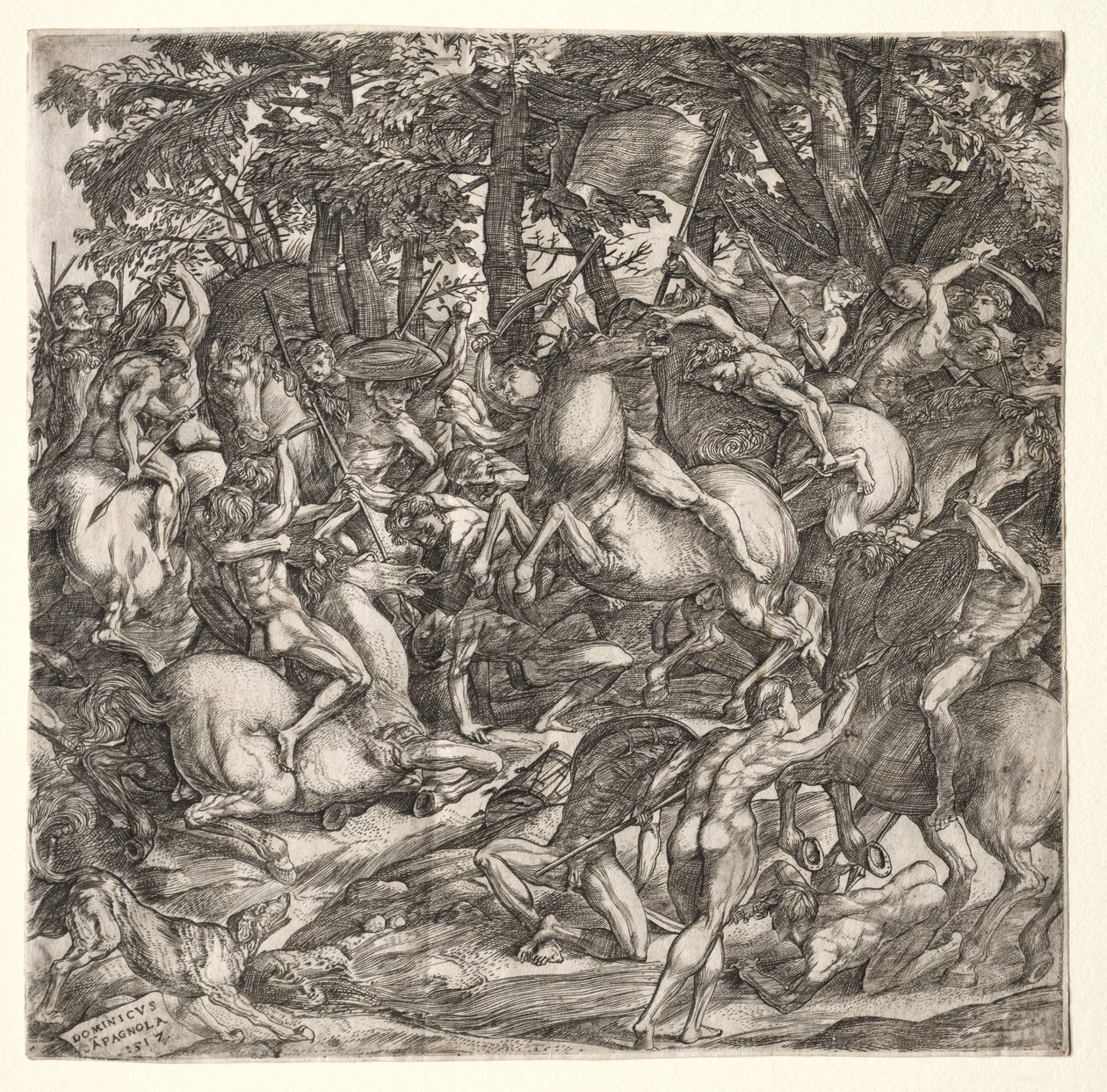 Battaglia degli uomini nudi da Domenico Campagnola