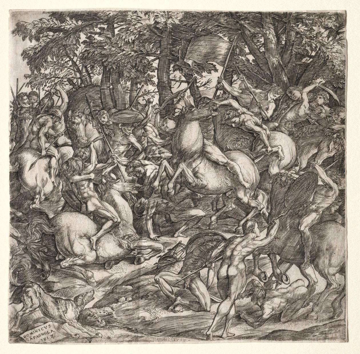 Battaglia degli Uomini Nudi, 1517 da Domenico Campagnola