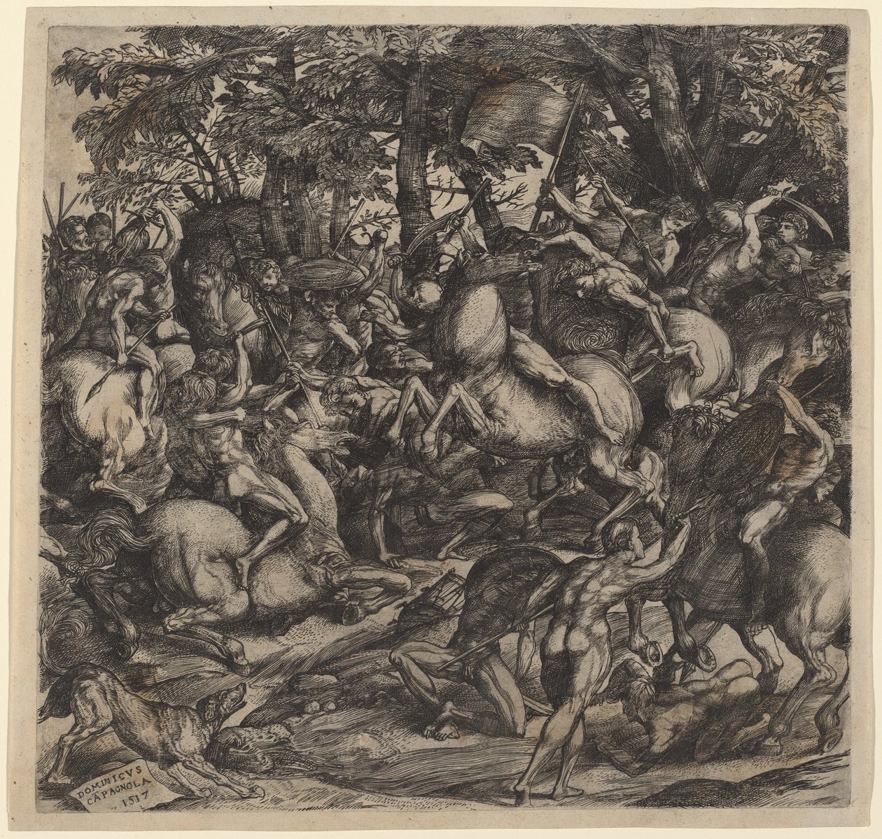 Battaglia di uomini nudi da Domenico Campagnola