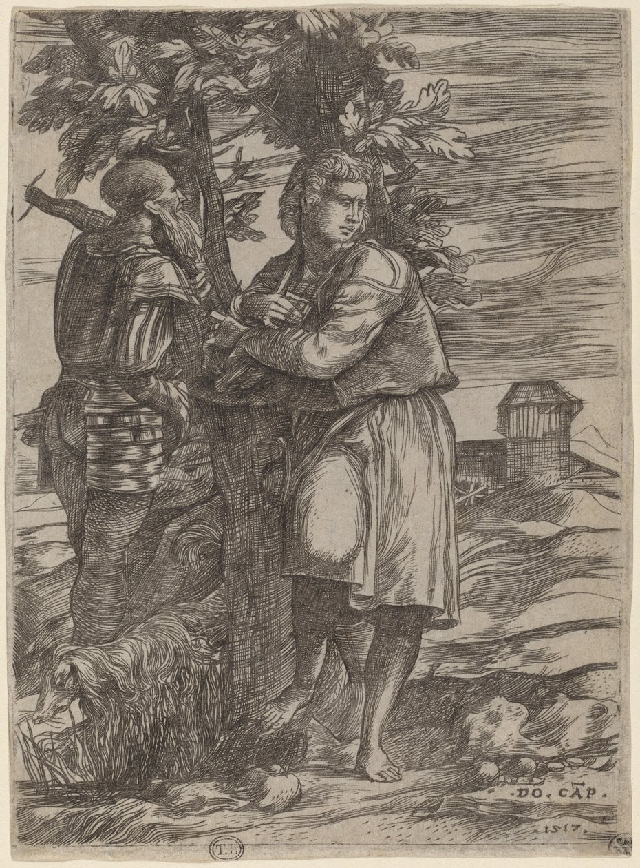 Il pastore e il vecchio guerriero da Domenico Campagnola