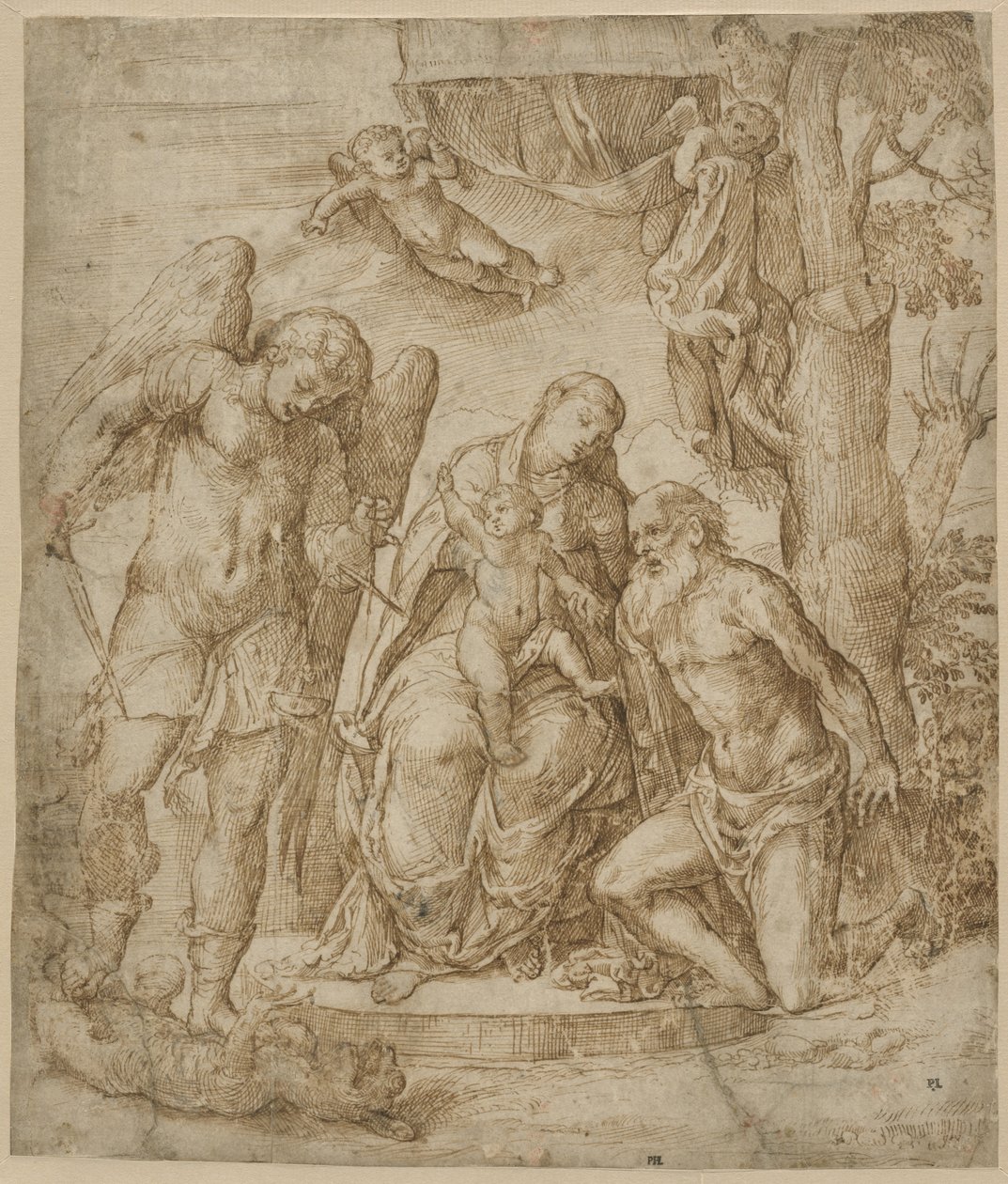 La Vergine e il Bambino con i santi Michele e Girolamo, c.1520-25 da Domenico Campagnola