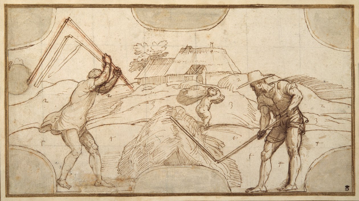 Due contadini che trebbiavano da Domenico Campagnola