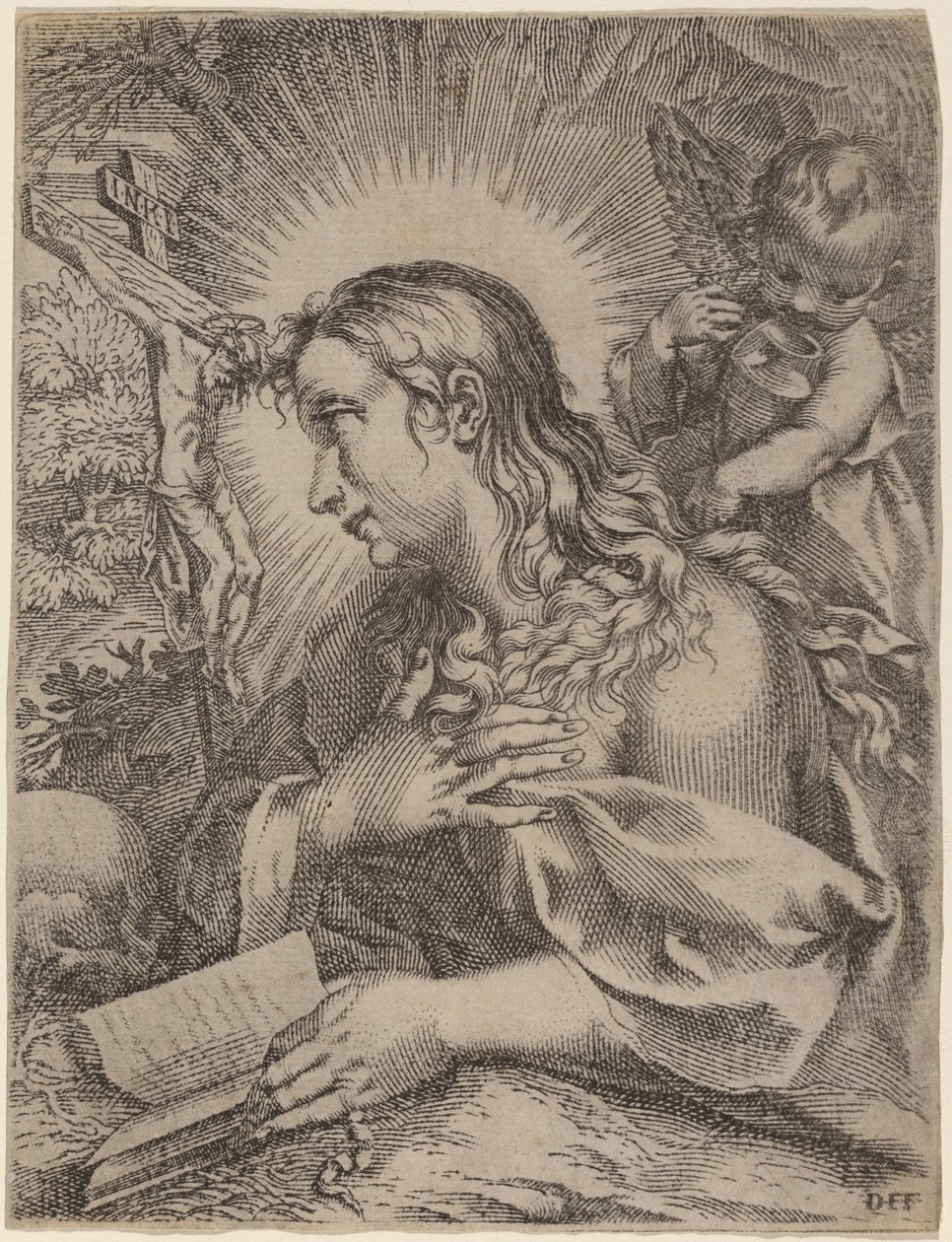 La Maddalena penitente da Domenico Falcini after Francesco Villamena after Francesco Vanni
