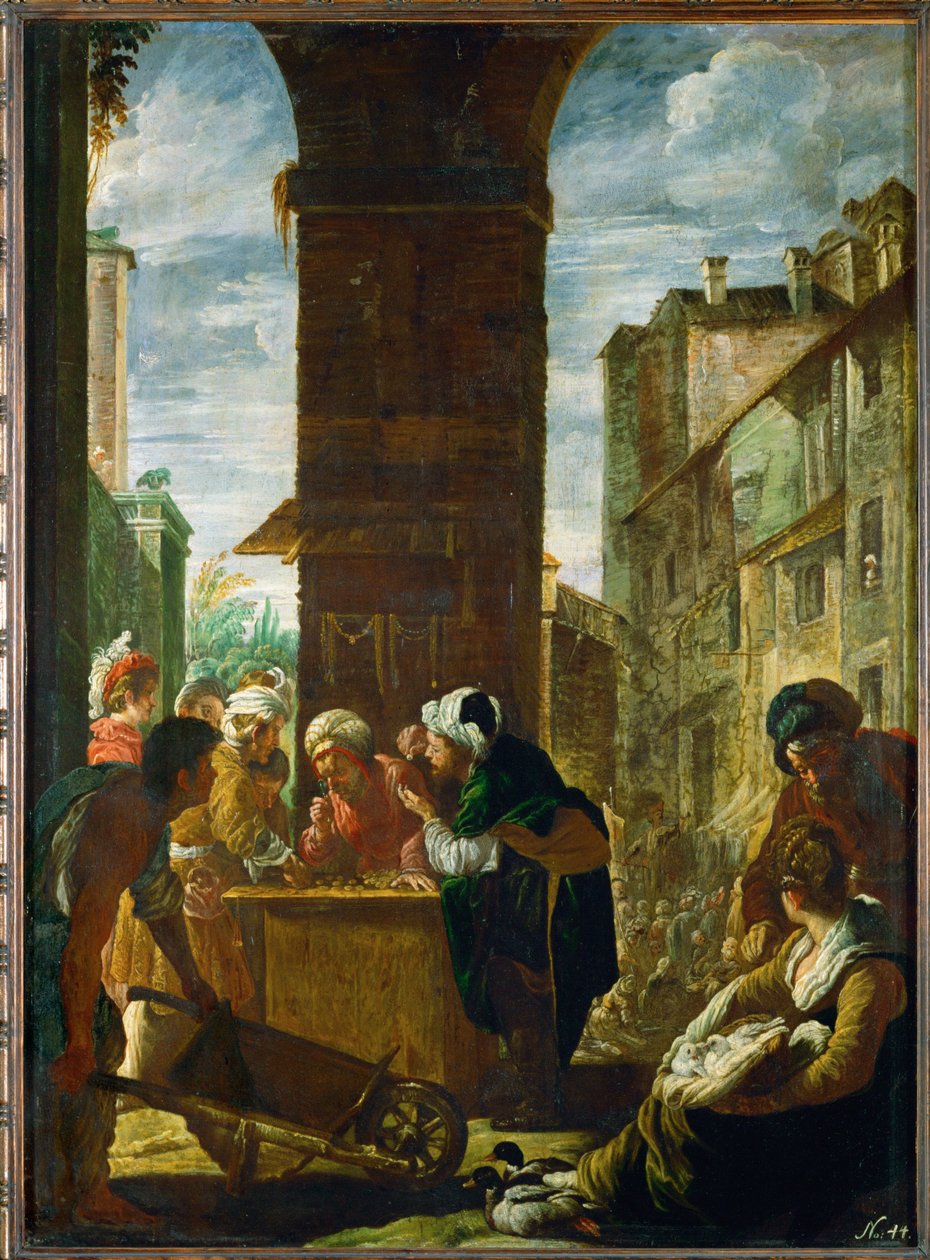 La parabola della perla preziosa Officina-copia di un originale perduto (legno di pioppo) da Domenico Fetti