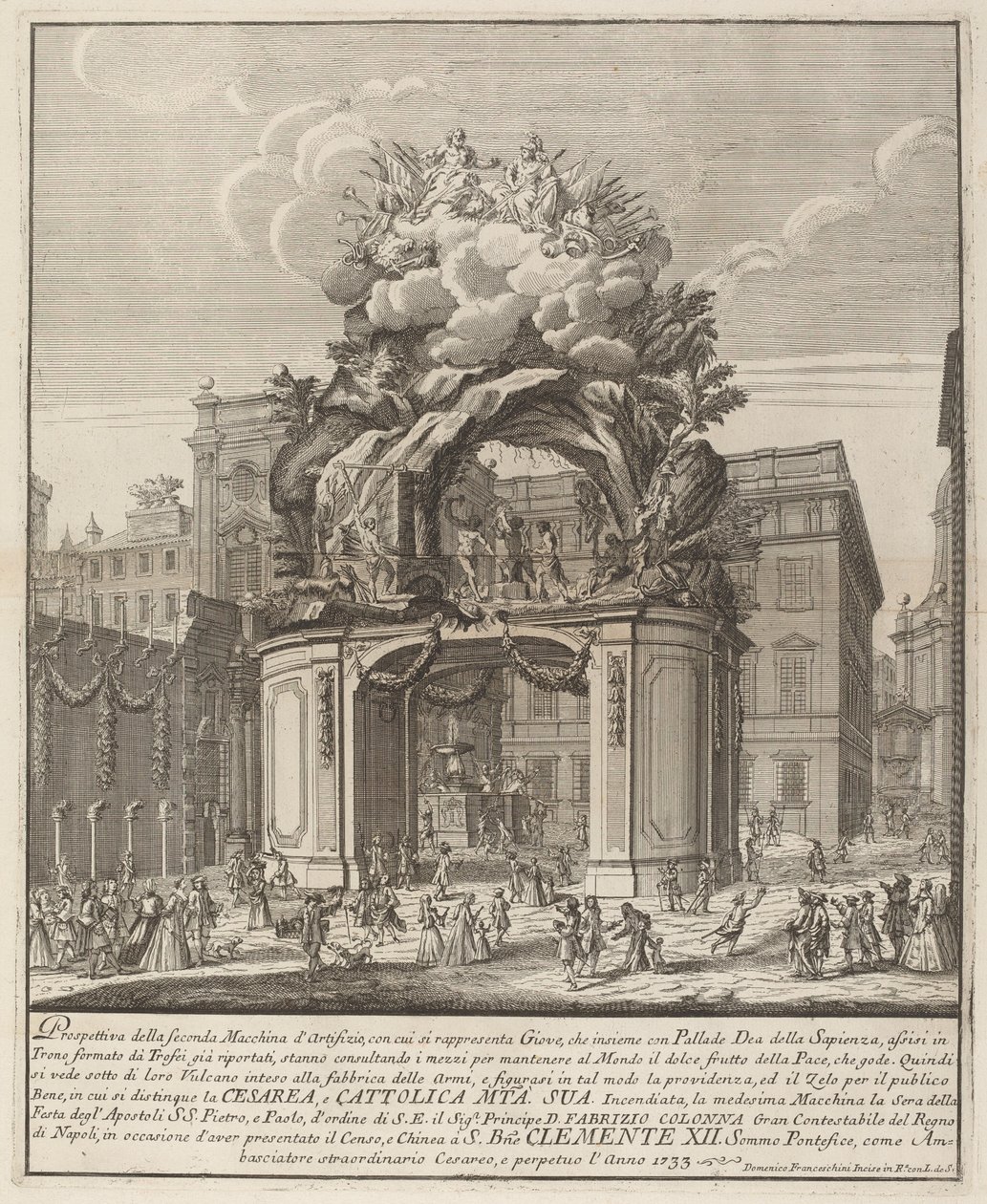 Giove e Minerva e la fucina di Vulcano, per il festival della "Chinea" da Domenico Franceschini probably after Nicola Michetti