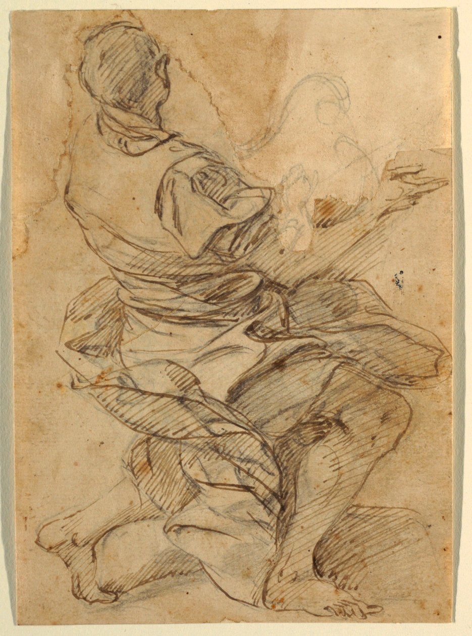 Uomo inginocchiato da Domenico Gargiulo, called Micco Spadaro