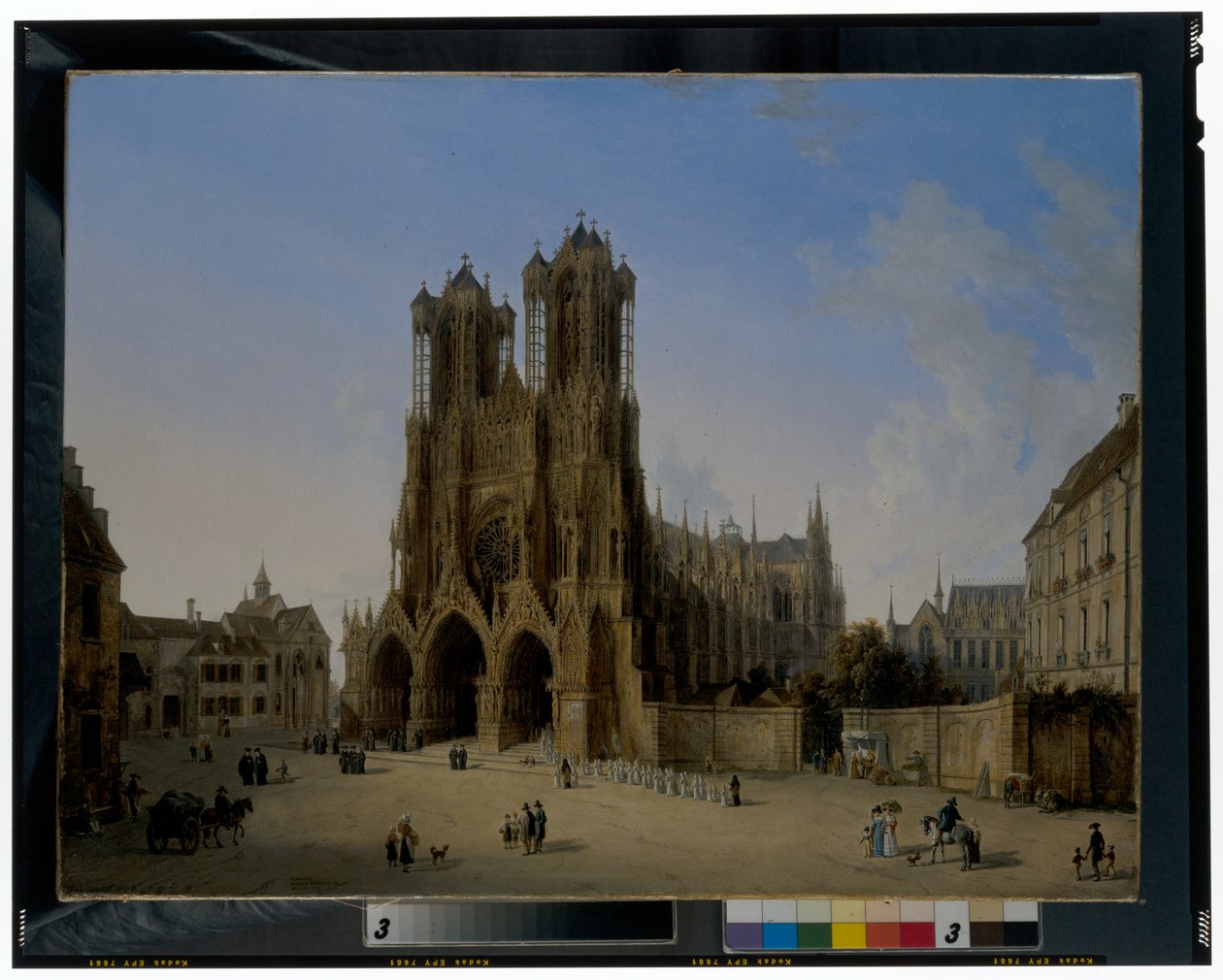 La cattedrale di Notre-Dame, Reims con una processione di comunicanti da Domenico II Quaglio