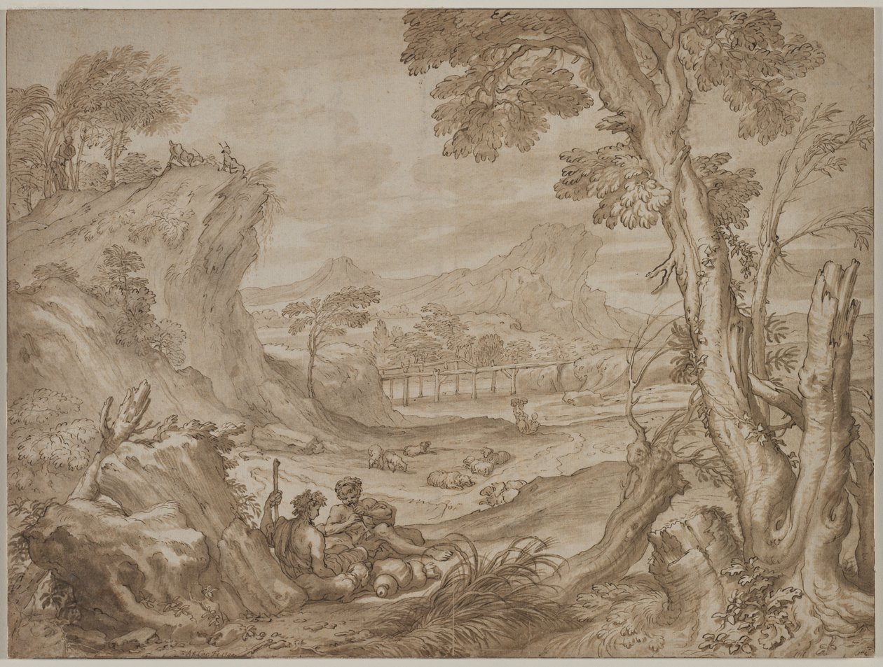 Paesaggio con pastori da Domenico I Piola