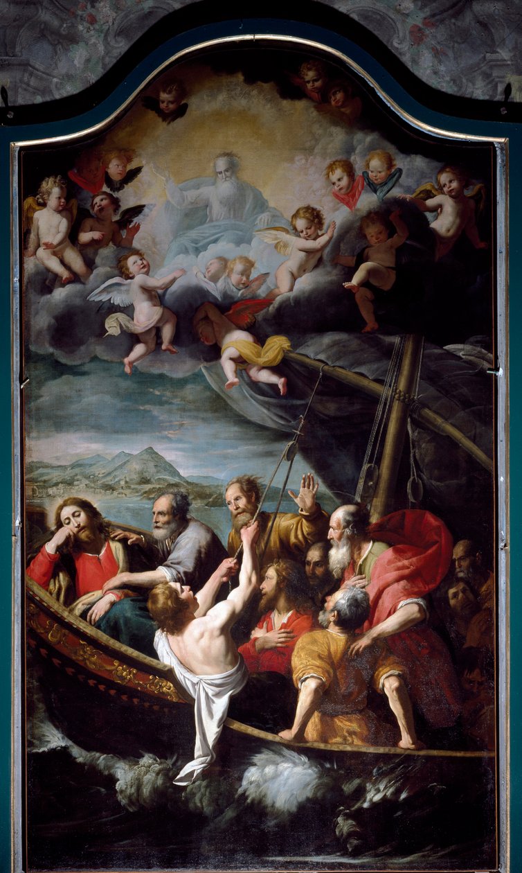 San Nicola calma la tempesta. Dipinto di Domenico Fiasella detto il Sarzana (1589-1669) da Domenico Il Sarzana Fiasella