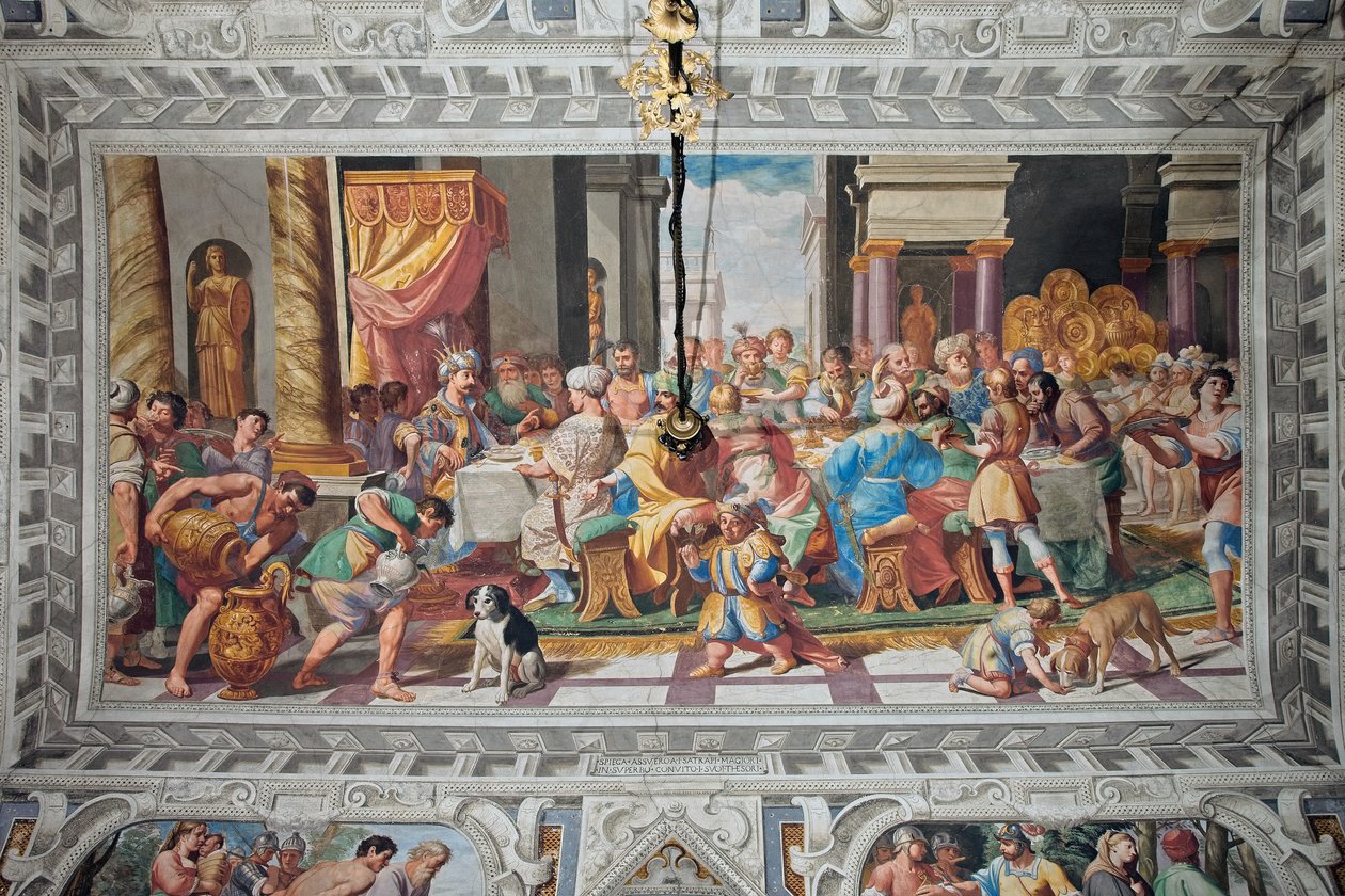 Il banchetto di Assuero, dopo il 1621 (affresco) da Domenico Il Sarzana Fiasella