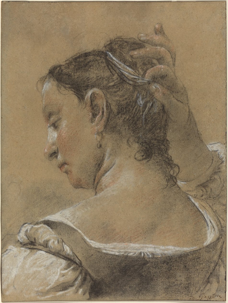 Una Giovane Donna che si Sistema i Capelli da Domenico Maggiotto