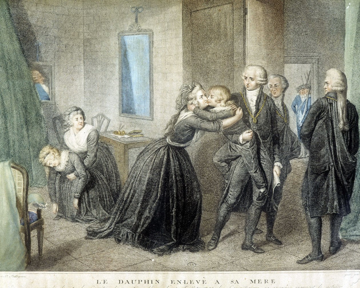 Il delfino Luigi rapito dalla madre Maria Antonietta (nella loro prigione del Tempio), 1 luglio da Domenico Pellegrini