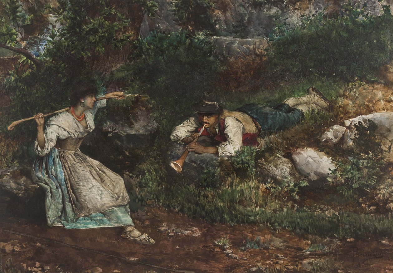 Una contadina italiana corteggiata da un pastore da Domenico Pennacchini