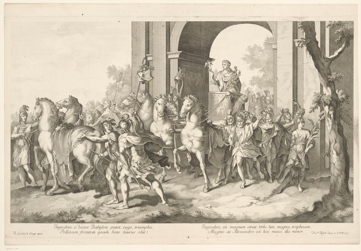 Processione militare con Alessandro Magno su carro trionfale (Trionfo di Alessandro Magno a Babilonia) da Domenico Rossetti
