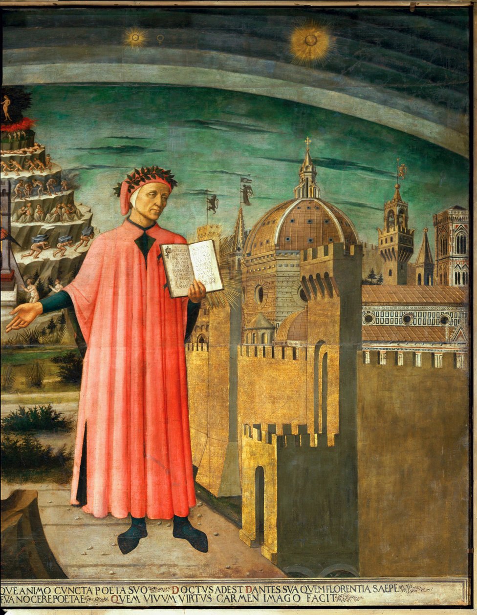 Dante Alighieri e vista di Firenze, Italia da Domenico di Michelino