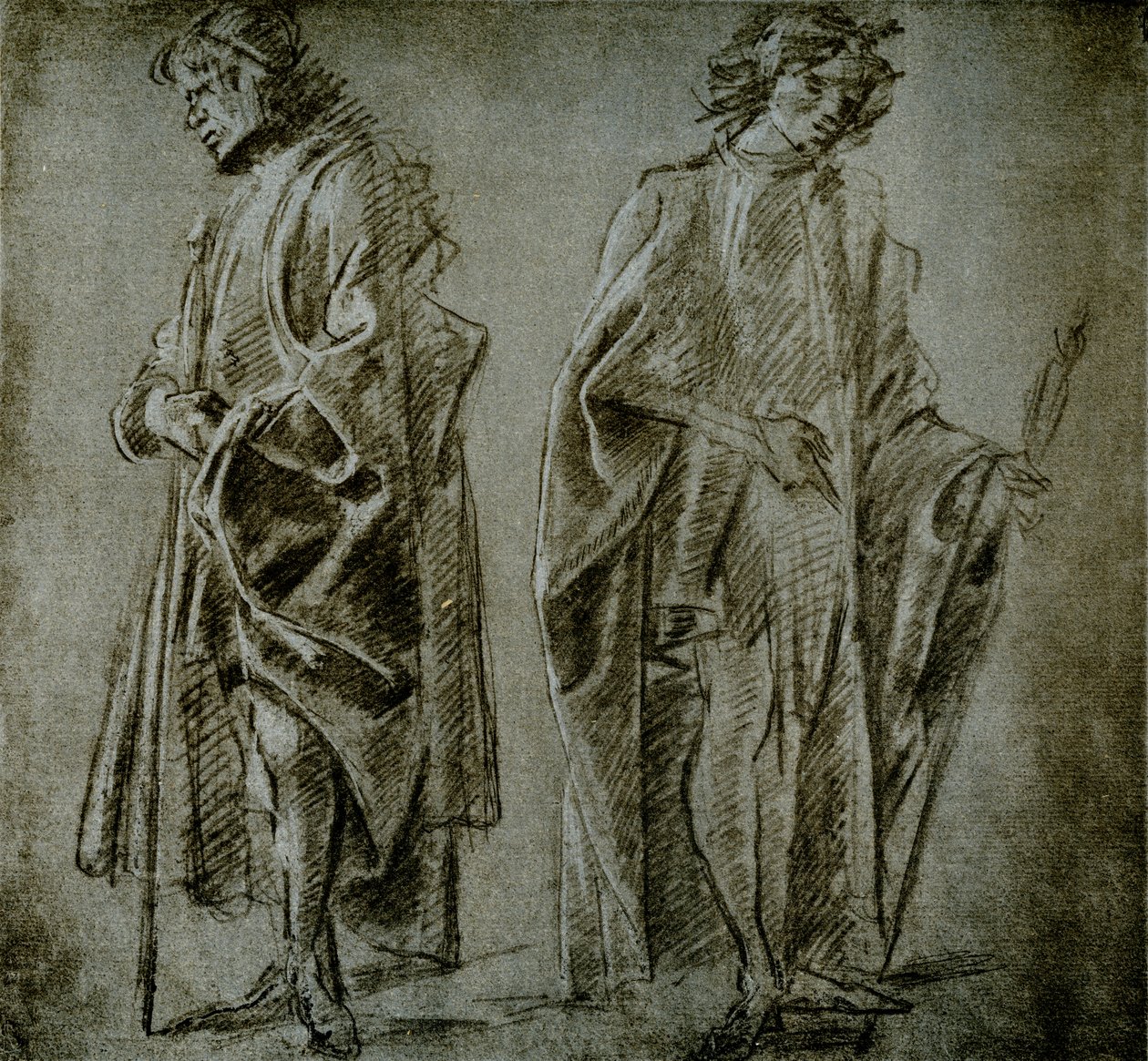 Studi di drappeggio per due figure maschili da Domenico school of Ghirlandaio