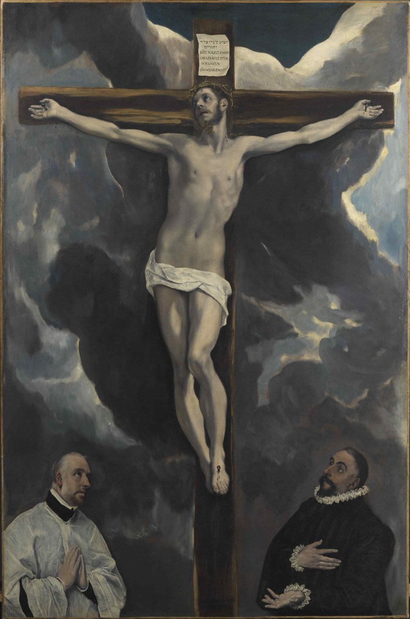 Cristo sulla Croce adorato da due Donatori da Dominico El Greco