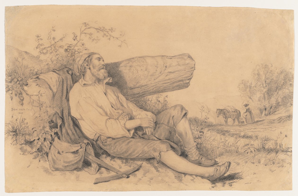 Lavoratore agricolo dormiente, 1842 da Dominique Louis Papety