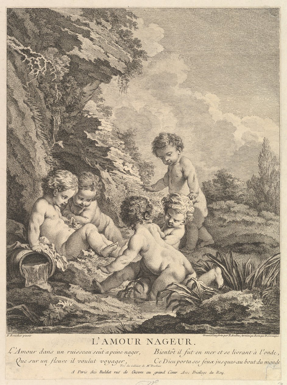 Bambino che nuota, ca. 1741 da Dominique Sornique