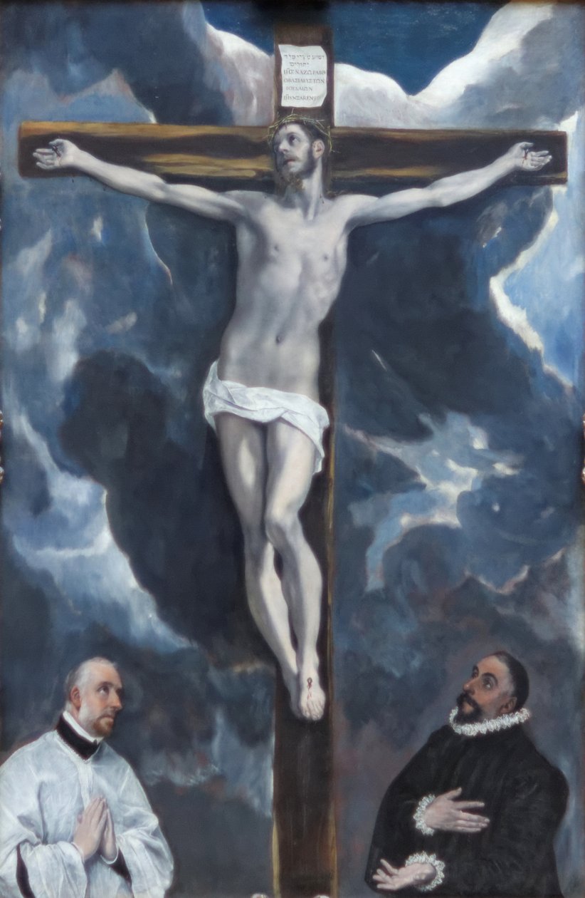 Cristo in croce adorato da due donatori da El Greco