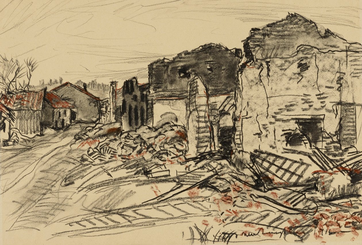 Villaggio distrutto, fronte di guerra da Donald Shaw MacLaughlan