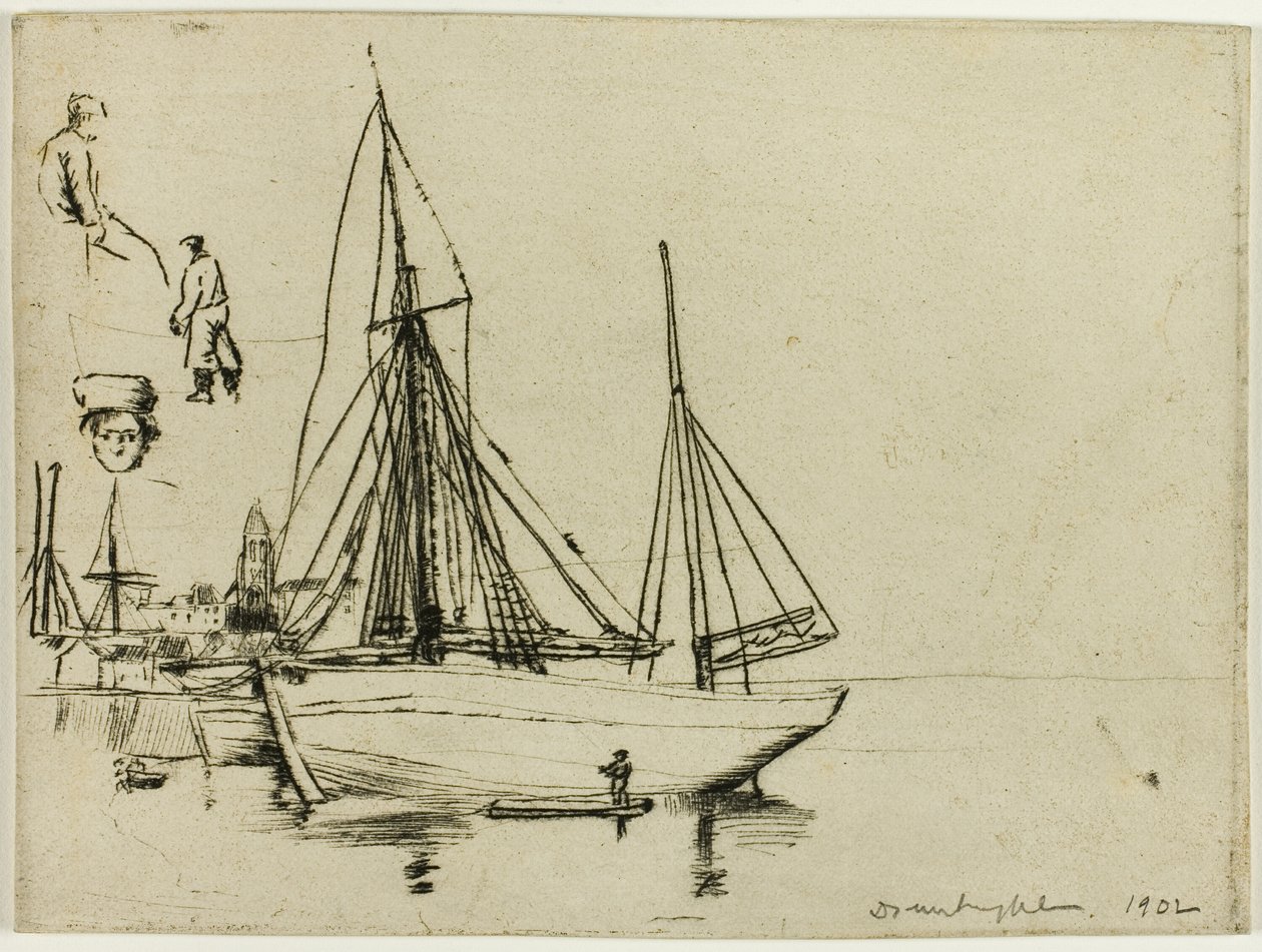 Schizzo di barche da pesca e marinai da Donald Shaw MacLaughlan