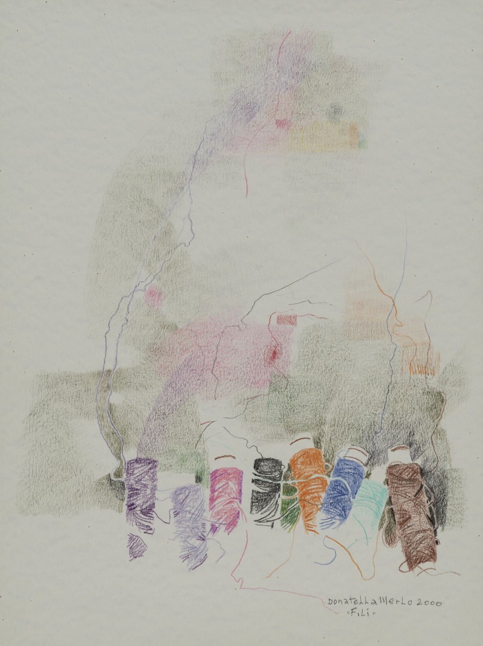 Fili, 2000 (matite colorate su carta) da Donatella Merlo