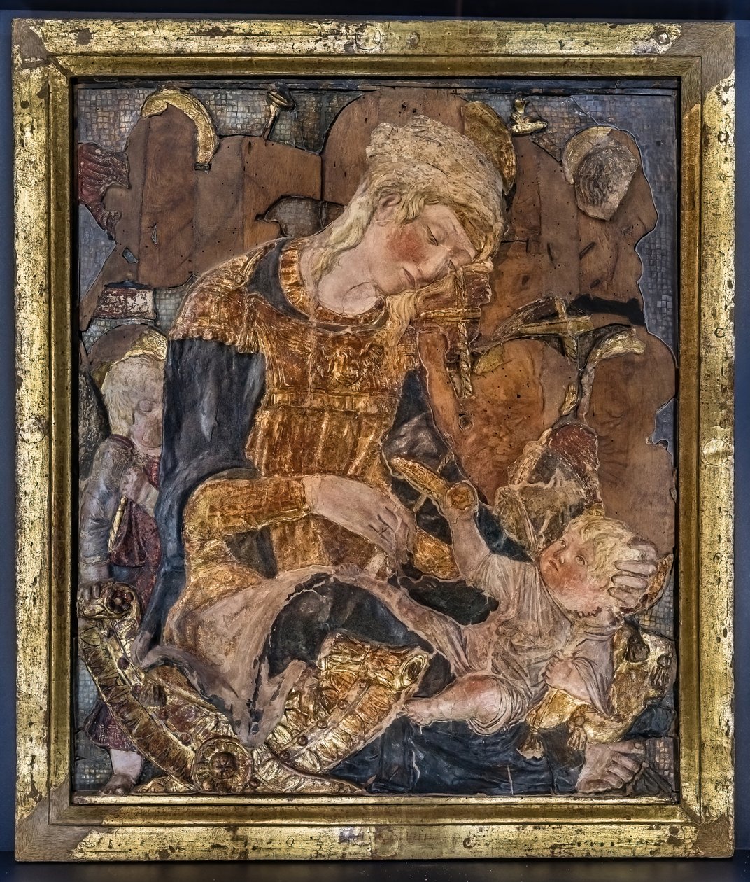 Madonna con Bambino e angeli, prima del 1443 (stucco policromo) da Donatello