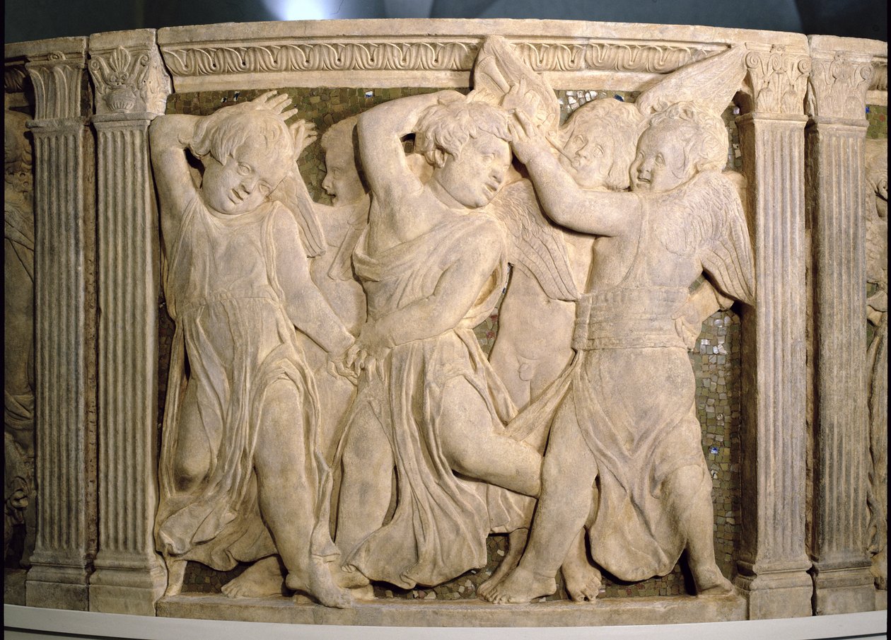 Pannello post-restauro n.II dal pulpito esterno del Duomo di Prato, 1438 da Donatello