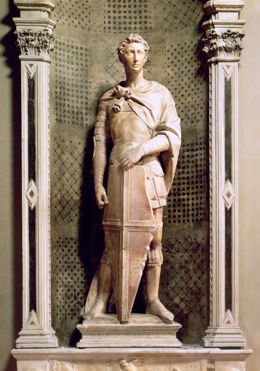 San Giorgio in una nicchia con un rilievo di San Giorgio che uccide il drago sotto da Donatello