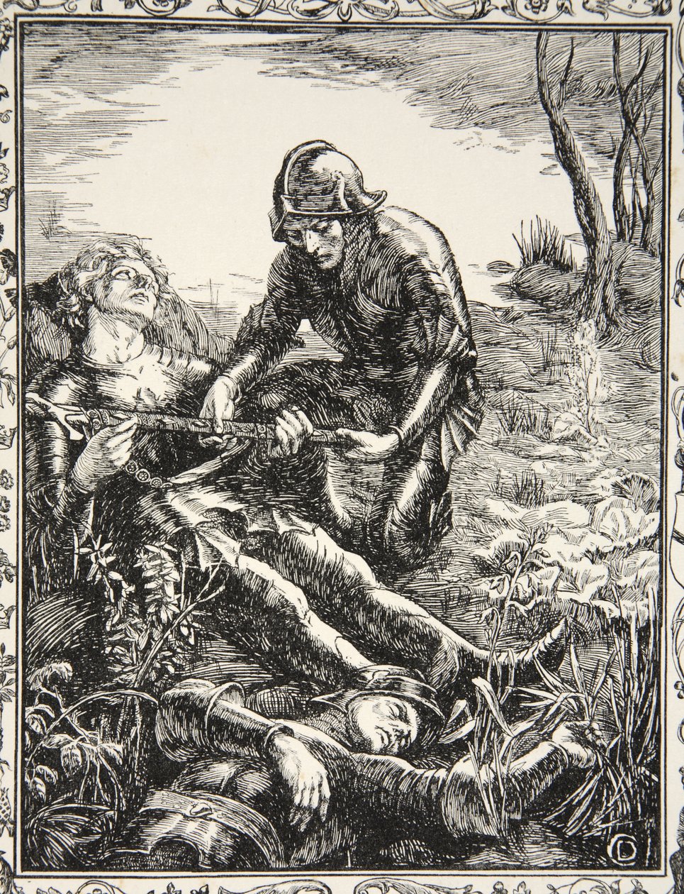 Artù consegna Excalibur a Sir Bedevere, illustrazione da 