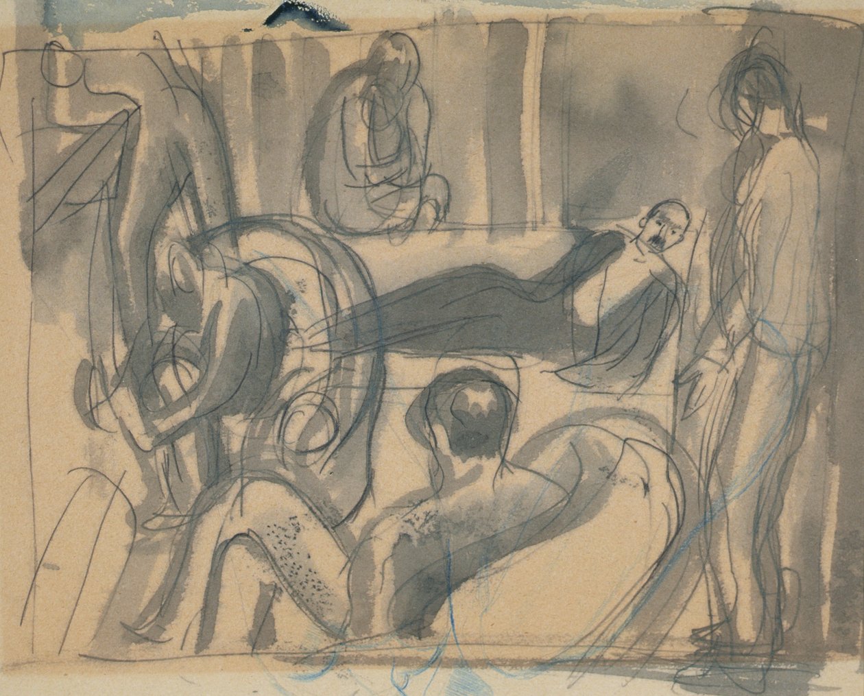 Maynard Keynes, Lytton Strachey e altri, c.1916 da Dora Carrington