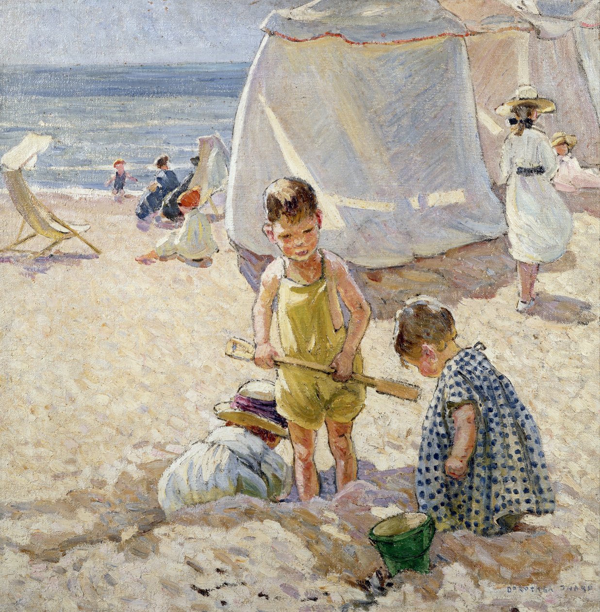 Giocare nella sabbia (olio su tela) da Dorothea Sharp