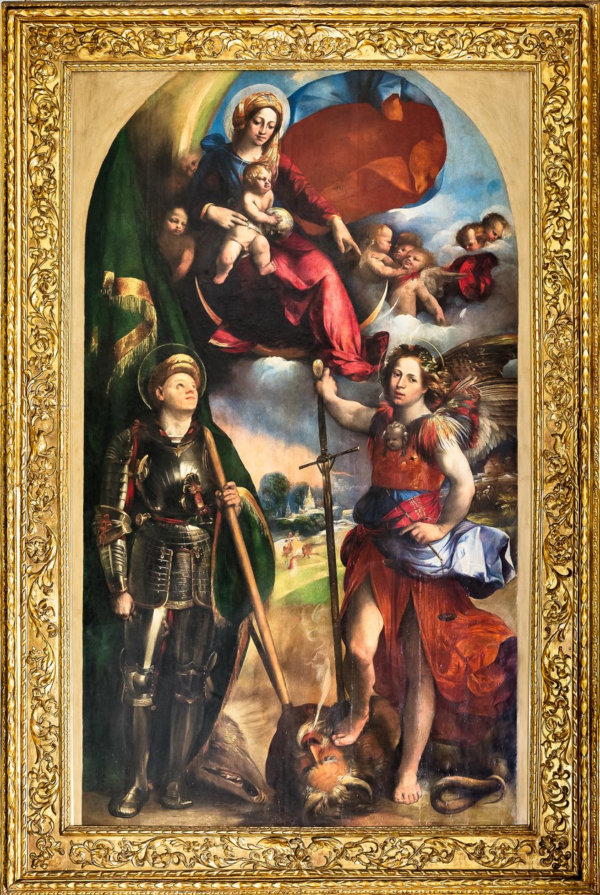 Madonna con Bambino Gesù e San Giorgio e San Michele Arcangelo, c.1518 da Dosso Dossi
