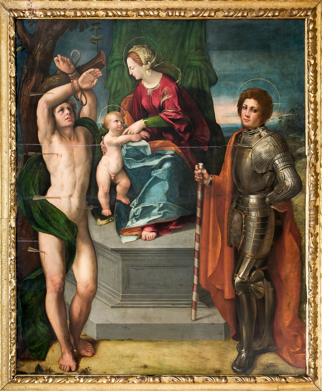Madonna con Bambino Gesù, San Sebastiano e San Giorgio (dettaglio) da Dosso Dossi